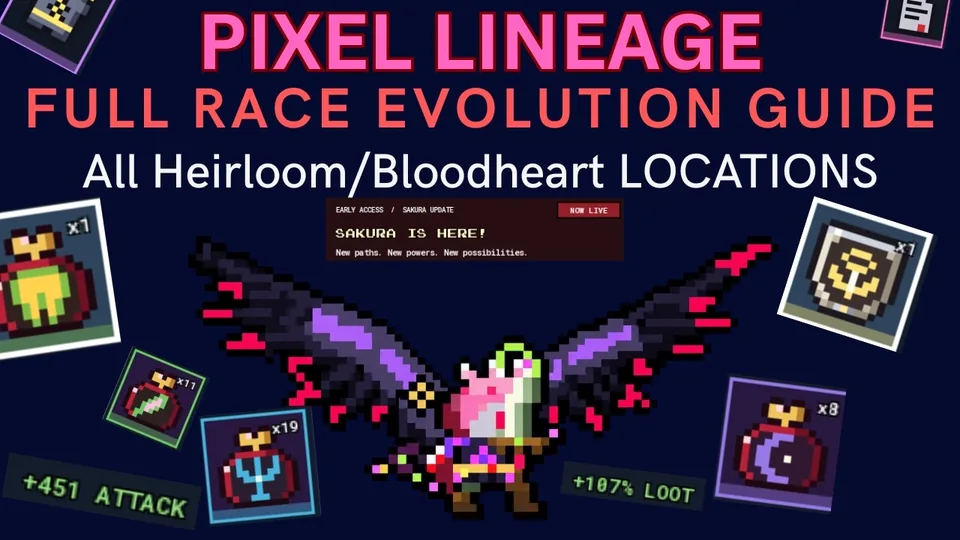 Video cover: Pixel Lineage ALL Heartblood & Heirloom Locations! (Full Race Evolution Guide) — OyO on YouTube